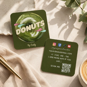 Donuts Bäckerei Quadrat Geschäftskarte Quadratische Visitenkarte