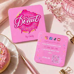 Donuts Bäckerei Quadrat Geschäftskarte Quadratische Visitenkarte