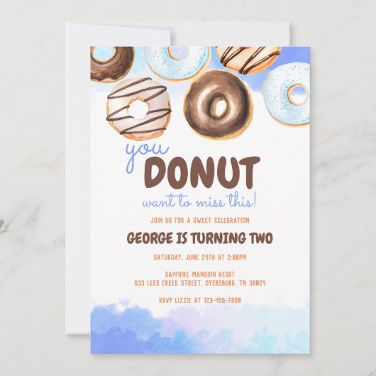 Donuts Birthday Boy Einladung (Vorderseite)