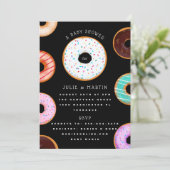 Donuts Black Baby Shower Einladung (Stehend Vorderseite)