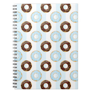 Donuts Blue Stripes-Muster-Notebook Notizblock