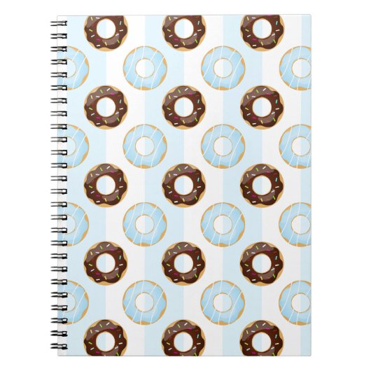 Donuts Blue Stripes-Muster-Notebook Notizblock (Vorderseite)