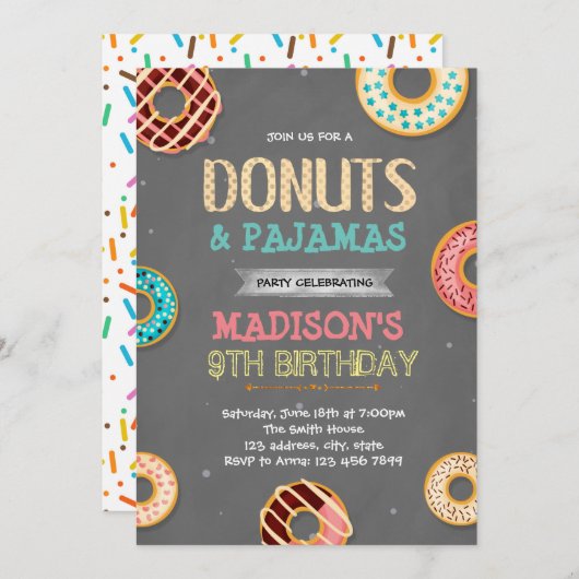 Donuts Brautparty Geburtstagsparty Einladung (Vorne/Hinten)