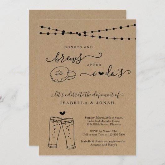 Donuts & Brew, nachdem ich Empfang nur Elopement Einladung (Vorne/Hinten)
