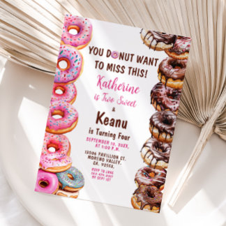 Donuts Brother und Schwester Gemeinsame Geburtstag Einladung