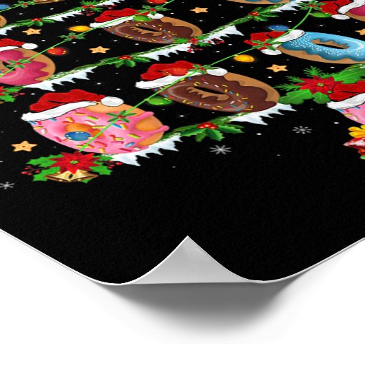 Donuts Christmas Tree Lights Funny Fast Food Donut Poster (Ecke)