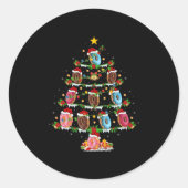 Donuts Christmas Tree Lights Funny Fast Food Donut Runder Aufkleber (Vorderseite)