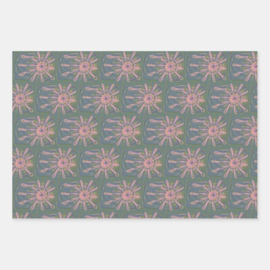 DONUTS CINNAMON WIRBEL und SKETCHY-BLUME Geschenkpapier Set (Vorderseite 2)