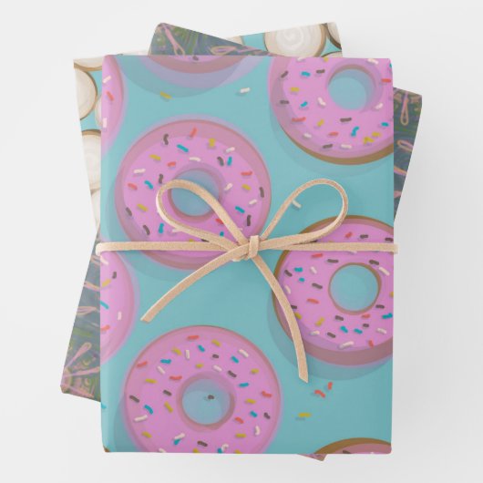 DONUTS CINNAMON WIRBEL und SKETCHY-BLUME Geschenkpapier Set (Beispiel)