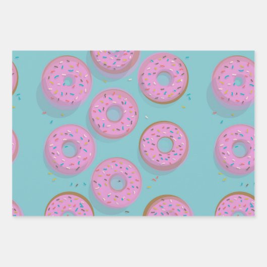 DONUTS CINNAMON WIRBEL und SKETCHY-BLUME Geschenkpapier Set (Vorderseite)