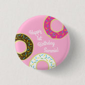 Donuts Colorful Doughnut1st Birthday Party Thema Button (Vorderseite)