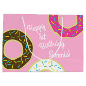 Donuts Colorful Doughnut1st Birthday Party Thema Große Geschenktüte (Rückseite)