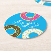 Donuts Colorful Doughnut1st Birthday Party Thema Runder Pappuntersetzer (Angewinkelt)