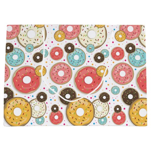 Donuts Colorful Pattern Große Geschenktüte (Vorderseite)