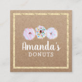 Donuts Cupcake Handmade Bäckerei Café Rustic Kraft Quadratische Visitenkarte (Vorderseite)