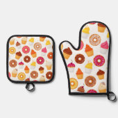 Donuts & Cupcakes Ofenhandschuh & Topflappen-Set (Vorderseite)