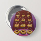 Donuts Dancing Whimsical Doughnut Zeichen Button (Vorne & Hinten)
