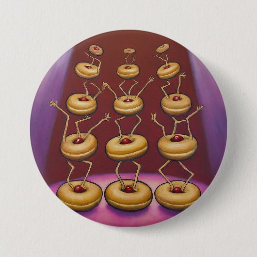 Donuts Dancing Whimsical Doughnut Zeichen Button (Vorderseite)