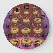 Donuts Dancing Whimsical Doughnut Zeichen Große Wanduhr (Vorderseite)