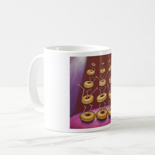 Donuts Dancing Whimsical Doughnut Zeichen Kaffeetasse (Vorderseite Links)