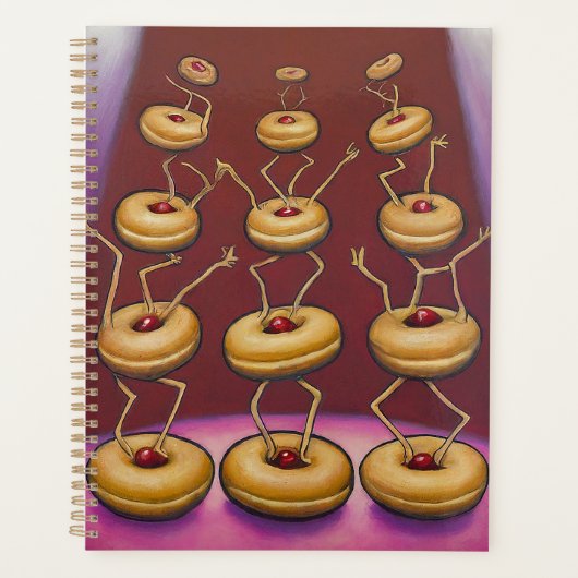 Donuts Dancing Whimsical Doughnut Zeichen Planer (Vorderseite)