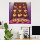 Donuts Dancing Whimsical Doughnut Zeichen Poster (Heimbüro)