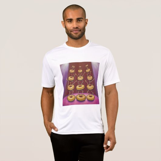 Donuts Dancing Whimsical Doughnut Zeichen T-Shirt (Vorne ganz)