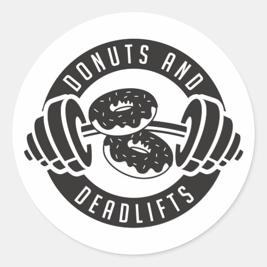 Donuts & Deadlifts T - Shirt Runder Aufkleber (Vorderseite)