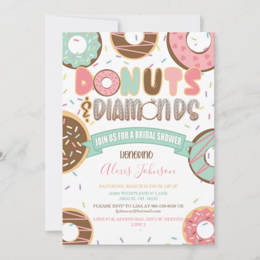 Donuts & Diamonds Bridal Dusche Einladung (Vorderseite)