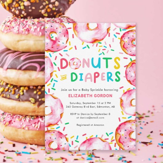 Donuts & Diapers Baby Sprinkle Niedlicher Spaß Einladung