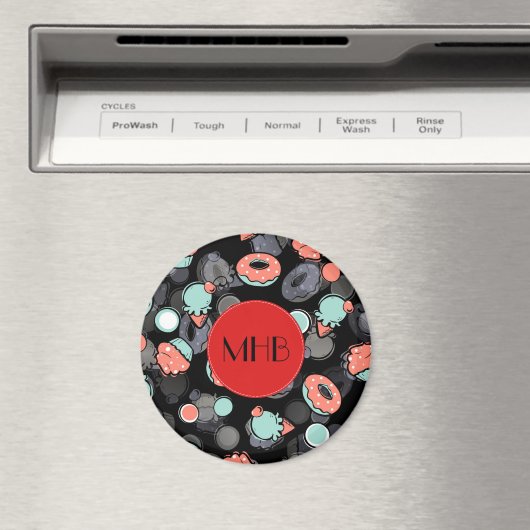 Donuts, Eiscreme, Kuchen, Dessert, Monogramm Magnet (In Situ (Geschirrspüler))