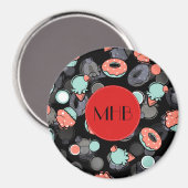 Donuts, Eiscreme, Kuchen, Dessert, Monogramm Magnet (Vorderseite/Rückseite)