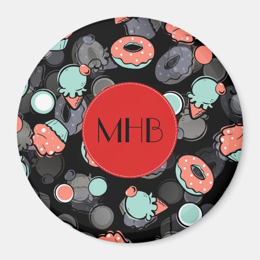 Donuts, Eiscreme, Kuchen, Dessert, Monogramm Magnet (Vorne)