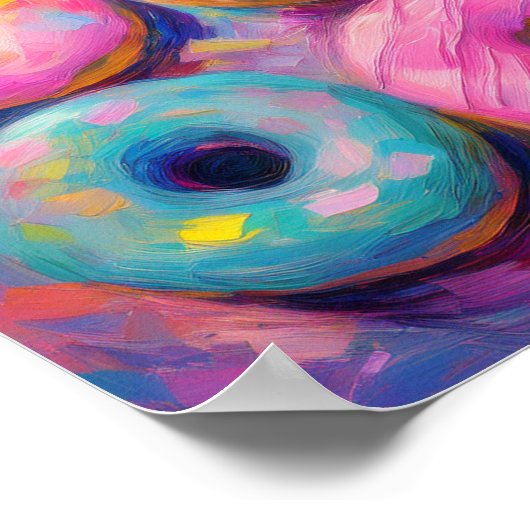 Donuts Farbenfrohe moderne Abstrakte Kunst Poster (Ecke)