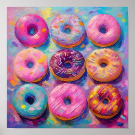 Donuts Farbenfrohe moderne Abstrakte Kunst Poster (Vorne)