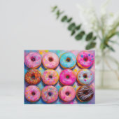 Donuts Farbenfrohe moderne Abstrakte Kunst Postkarte (Stehend Vorderseite)