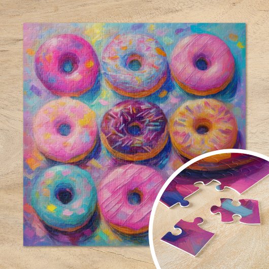 Donuts Farbenfrohe moderne Abstrakte Kunst Puzzle