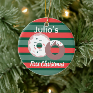 Donuts First Christmas Frohe Weihnachten Keramik Ornament