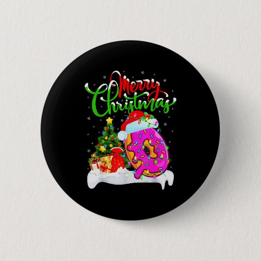 Donuts Food Lover Xmas Decorations Santa Donuts Ch Button (Vorderseite)