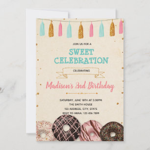 Donuts Geburtstags-Baby-Spritzparty-Einladung Einladung
