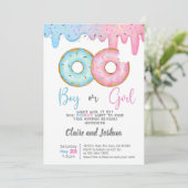 Donuts Gender Reveal invitation, he or she. Einladung (Stehend Vorderseite)