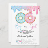 Donuts Gender Reveal invitation, he or she. Einladung (Vorne/Hinten)