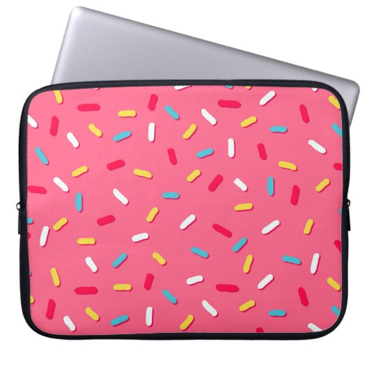 Donut's Glaze nahtlos Muster, rosa Hintergrund, t Laptopschutzhülle (Vorderseite)