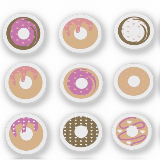 Donuts Hearts Set Sticker (Vorderseite)