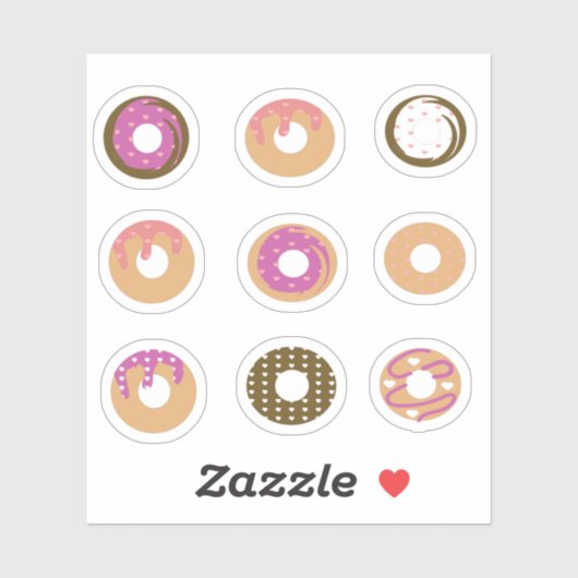 Donuts Hearts Set Sticker (Blatt)