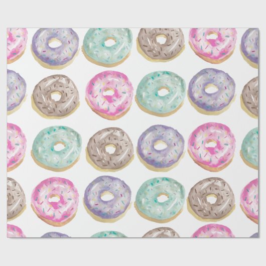 Donuts in Aquarellfarbe Geschenkpapier (Flach)