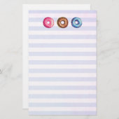 Donuts in rosa Schokolade und blau Briefpapier (Vorne/Hinten)