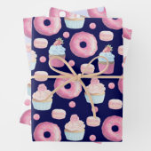 Donuts, Kuchen und Makaronen Geschenkpapier Set (Beispiel)