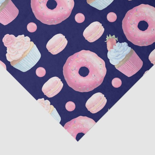 Donuts, Kuchen und Makaronen Seidenpapier (Detail)