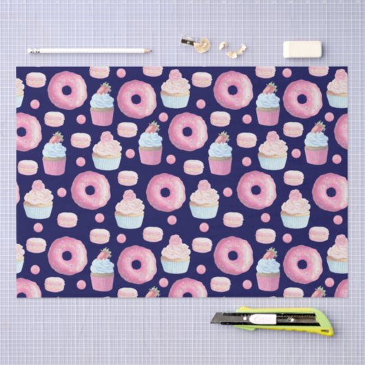 Donuts, Kuchen und Makaronen Seidenpapier (Handwerk)